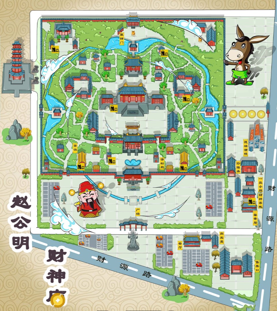 衡山寺庙类手绘地图